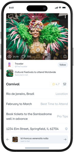 TheLysts list item detail screen showing a curated recommendation entry